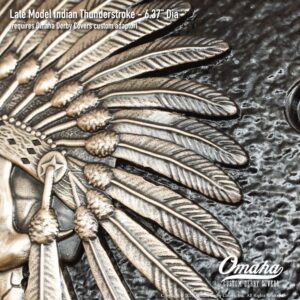 Custom derby cover for Harley-Davidson and Indian Motorcycles with indian head design