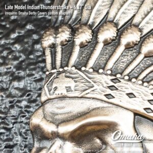 Custom derby cover for Harley-Davidson and Indian Motorcycles with indian head design