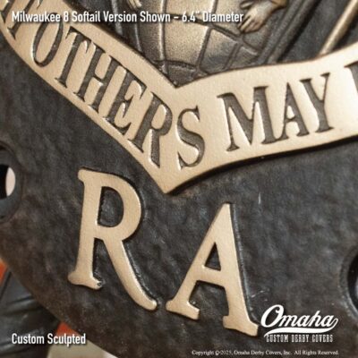 Custom sculpted bronze USAF Pararescue derby cover for Harley-Davidson motorcycle