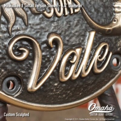 Custom derby cover for Harley-Davidson with sun and moon design