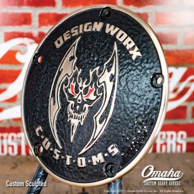 Custom Harley-Davidson derby cover for Design Worx Customs