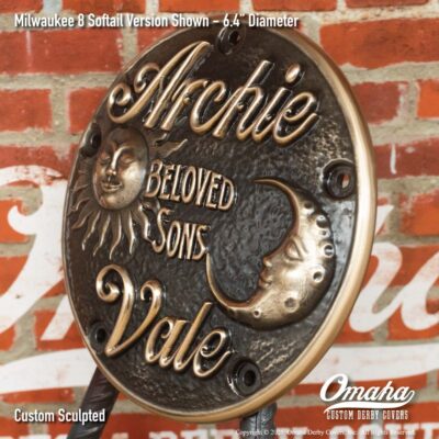 Custom derby cover for Harley-Davidson with sun and moon design