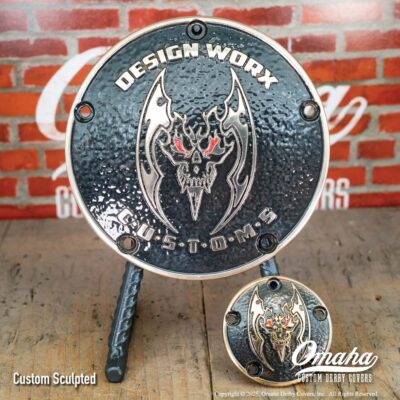 Custom Harley-Davidson derby cover for Design Worx Customs